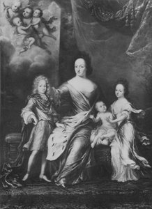 Ulrika Eleonora, a Velha (1656-1693), rainha da Suécia, com os seus filhos de David Klöcker Ehrenstrahl