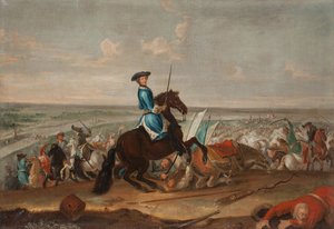 Rei Carlos XII na Batalha de Narva em 19 de novembro de 1700 de David Krafft von