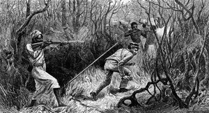 Manyema ambush, África Central, gravura de Last Journals of David Livingstone, de David Livingstone (1813-1873), Londres de David Livingstone