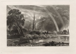 Catedral de Salisbúria do Meadows Small Plate, 1855.