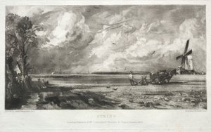 Vários assuntos de paisagem, característicos do cenário inglês de quadros pintados por John Constable, R.A.: Spring. Um Moinho em um Comum. Chuva de granizo. East Bergholt, Suffolk