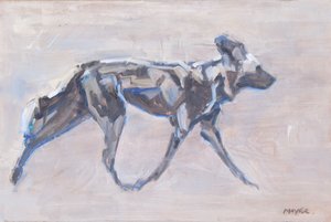 Cão pintado de África (cão selvagem), 2024 (óleo sobre tela) de David Mayer