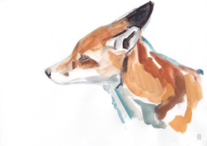 Retrato de raposa vermelha, 2021 (guache/crayon)