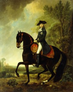 Retrato de um nobre, pequeno corpo inteiro a cavalo