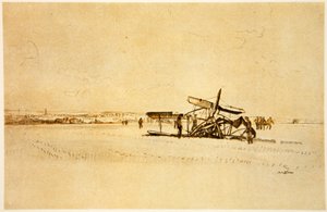 Um avião naufragado perto de Albert, ilustração de "The Western Front", pub. by Country Life Ltd