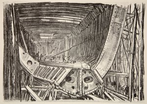 Construção de um navio padrão, ilustração de "The Western Front", pub. by Country Life Ltd