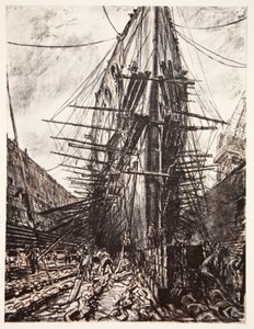HMS Lion em doca seca, ilustração de "The Western Front", pub. por Country Life Ltd