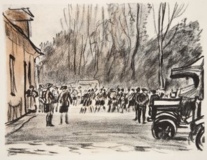 Gaiteiros escoceses, ilustração de "The Western Front", pub. por Country Life Ltd