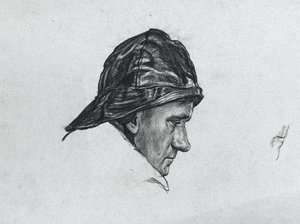 Estudo para a colocação de minas durante o inverno ao largo da Islândia de David Muirhead Bone