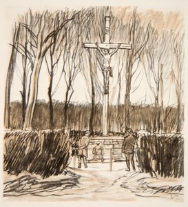 O Memorial no campo de Agincourt, ilustração de "The Western Front", pub. por Country Life Ltd