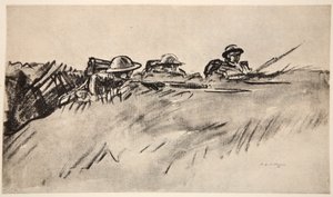Soldados galeses, ilustração de "The Western Front", pub. por Country Life Ltd