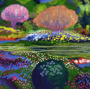 Jardim das abelhas, 2017 (acrílico sobre tela) de David Newton