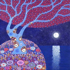 Lua da meia-noite, 2016 (acrílico sobre tela) de David Newton