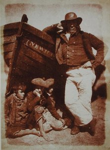 A Newhaven Fisherman and Boys, c.1843-47 (impressão em papel salgado a partir de negativo de calotipo) de David Octavius and Adamson Robert Hill