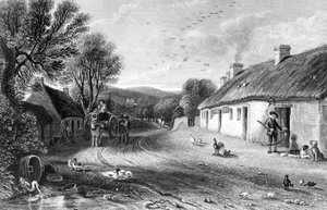 Burn&39;s Cottage, ilustração de "Land of Burns", de John Wilson, publicada em 1840