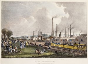 Vista em St. Rollox, olhando para o sudeste; Abertura da ferrovia Glasgow e Garnkirk, 1832