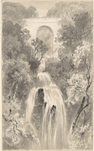 Vista de uma cascata (recto); Estudo de paisagem (verso) de David Octavius Hill