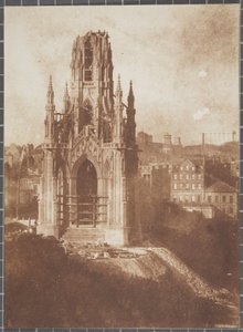 Monumento de Scott, Edimburgo, durante a construção, 1840-44 (impressão de papel salgado do negativo do calotipo)