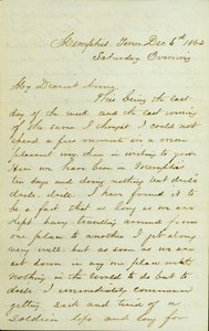 Carta de D. P. Grier, Memphis, Tenn., para Anna McKinney, 6 de dezembro de 1862 de David Perkins Grier