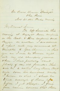 Carta de D. P. Grier, a bordo do Steamer Starlight, Rio Ohio, para Anna McKinney, 21 de Novembro de 1862 de David Perkins Grier