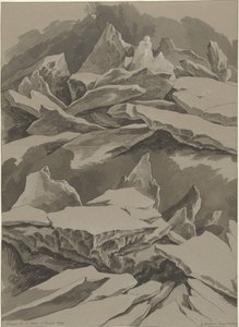 Banquisas de gelo no Maas, janeiro de 1809 Glaçons sur la Meuse em Janvier 1809 (título no objeto) de David Pièrre Giottino Humbert de Superville (signed by artist)