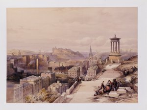 Uma Vista de Edimburgo, da "Escócia Delineada em uma Série de Vistas por JMW Turner, David Roberts, Etc.", c.1850 de David Roberts