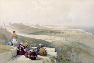Askalon, prato 57 do Volume II da "Terra Santa", gravado por Louis Haghe (1806-85) pub. 1843 de David Roberts