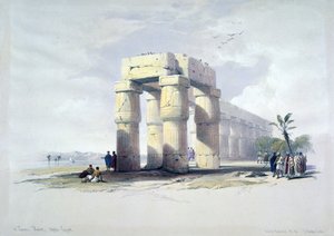 Em Luxor, Tebas, Alto Egito": litografia após aguarela de David Roberts (1796-1864), artista escocês. Egito Antigo Arqueologia de David Roberts