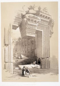 Baalbek Gate no Líbano, desenho feito em 07/05/1839 em "The Holy Land", Londres 1849 de David Roberts