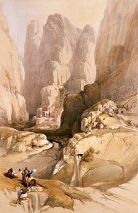 Entrada para Petra, 10 de março de 1839, placa 98 do Volume III da "Terra Santa", gravada por Louis Haghe (1806-85) pub. 1849