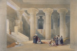Interior do templo em Esna, Alto Egito, do &39;Egito e Núbia&39;, gravado por Louis Haghe, publicado em Londres, 1838 (cor lito)