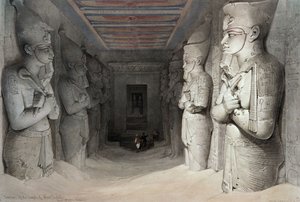 Interior do Templo de Aboo Simbel, do &39;Egito e Núbia&39;, litografia de Louis Haghe, 1849