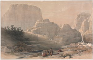 Petra, extremidade inferior do vale, vendo a Acrópole, 1839. de David Roberts