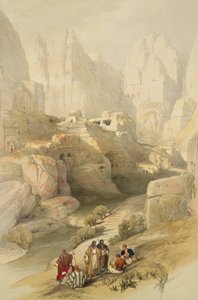 Petra, 10 de março de 1839, placa 104 do Volume III da "Terra Santa", gravada por Louis Haghe (1806-85) pub. 1849 de David Roberts