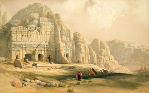 Petra, 8 de março de 1839, placa 96 do Volume III da "Terra Santa", gravada por Louis Haghe (1806-85) pub. 1849 de David Roberts