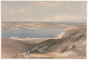 Mar da Galiléia em Genezareth, olhando para Basã, 1839. de David Roberts