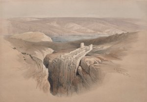O Mar Morto, olhando para Moabe, 1839. de David Roberts