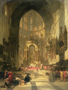 O Altar-mor da Igreja de SS. Giovanni e Paolo, Veneza (aguarela sobre papel) de David Roberts