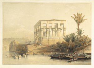 O templo Hypaethral em Philae, chamado Cama do Faraó, placa 65 do volume II do &39;Egito e Núbia&39;, gravado por Louis Haghe (1806-85) pub. 1849