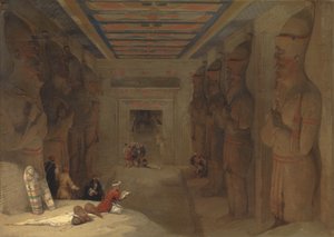 O Salão Hipostilo do Grande Templo de Abu Simbel, Egito de David Roberts