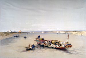 O Nilo olhando para as pirâmides de Dahshur e Saqqarah, século XIX de David Roberts