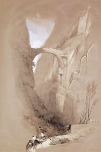 O Arco do Triunfo atravessando o desfiladeiro que leva a Petra, 1839 de David Roberts