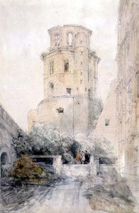 Torre em Heidelberg, c.1830 (lápis e aguarela sobre papel) de David Roberts