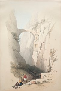 Arco do triunfo cruzando a ravina que leva a Petra, 1839. de David Roberts