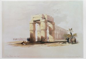 Vista de Luxor, Tebas, mostrando a colunata que rodeia o pátio do Templo de Luxor ... de David Roberts