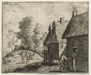 Camponês conversando com uma mulher. de David Teniers the Elder
