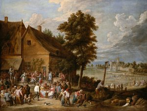 Uma festa na época das colheitas, com a casa de Drij Toren ao fundo de David Teniers the Younger