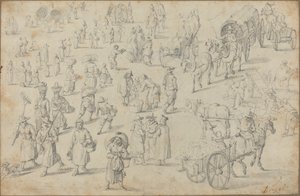 Estudos de números de mercado de David Teniers the Younger