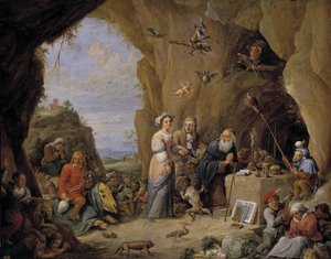 A Tentação de Santo Antônio, meados do século XVII. de David Teniers the Younger