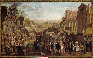 A Kermesse. Festa numa aldeia. Pintura por David Vinckboons (ou Vinckeboons ou Vinkeboons 1576-1629) de David Vinckeboons